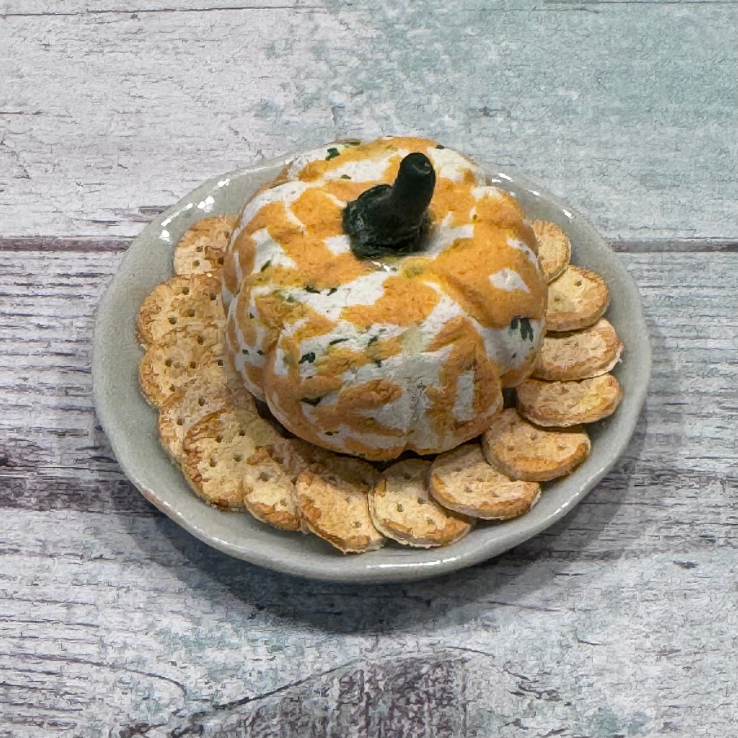 1:6 Scale Pumpkin Cheese Ball with Crackers