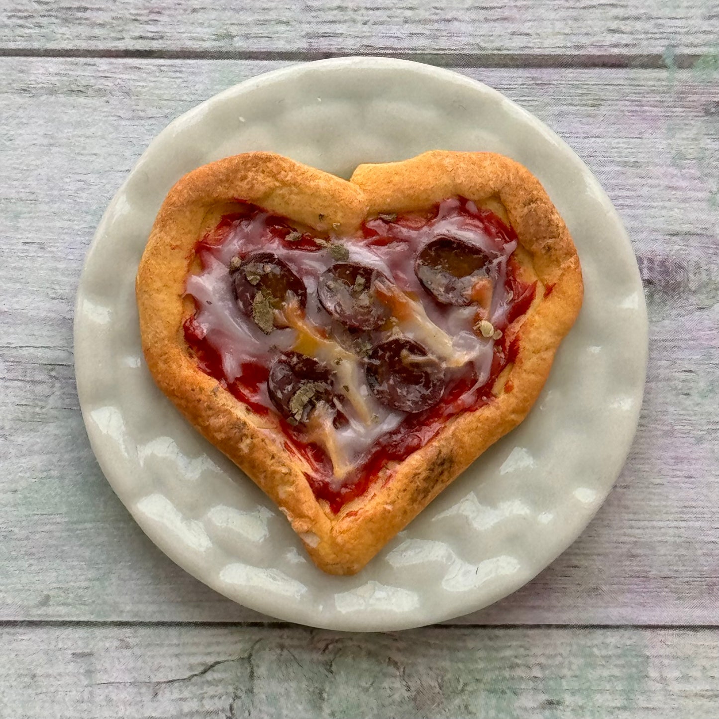 1:6 Scale Heart Shaped Pizza. Personal Size