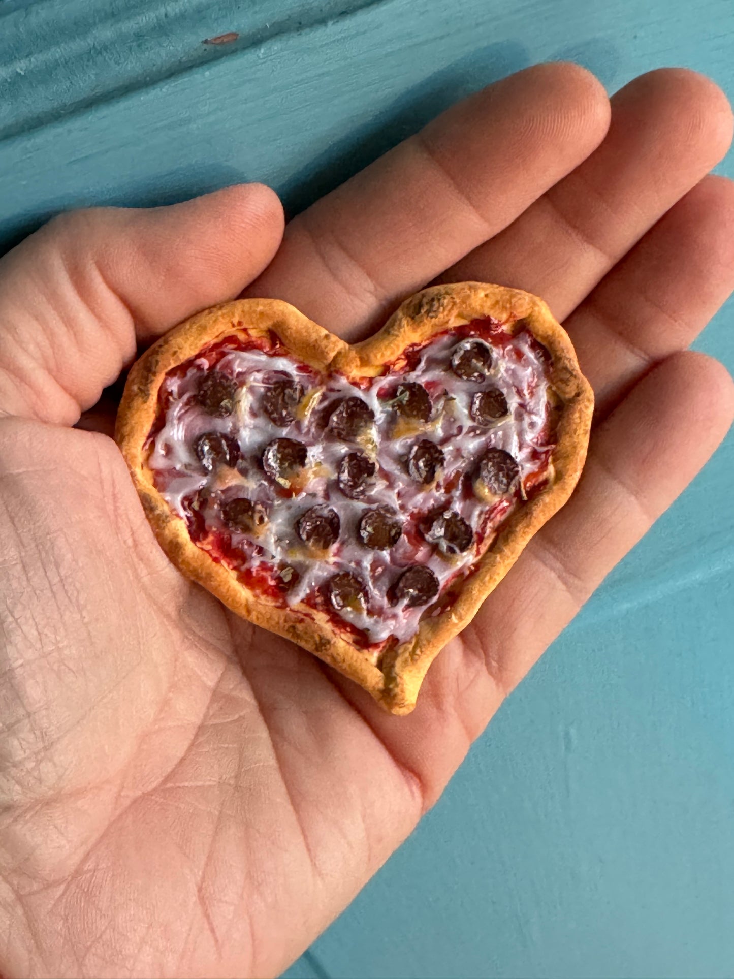 1:6 Scale Heart Shaped Pizza. Pepperoni